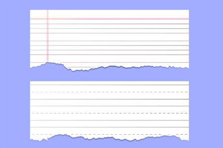 two torn pages of school notebook paper sheetsのイラスト素材