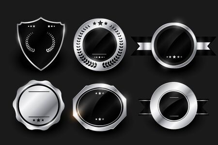 blank silver shiny labels and badges designのイラスト素材