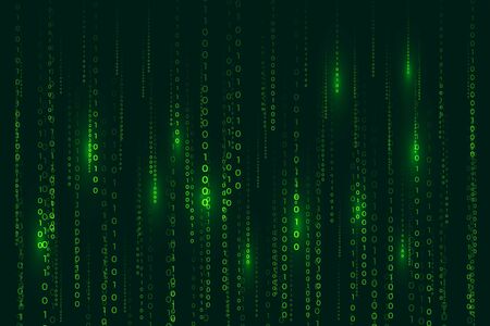 matrix style binary code digital background with falling numbersのイラスト素材