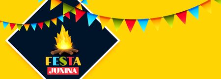 festa junina celebration holiday banner with garland decoration