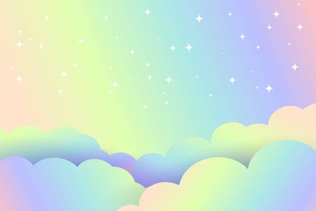 colorful clouds background with stars magical designのイラスト素材