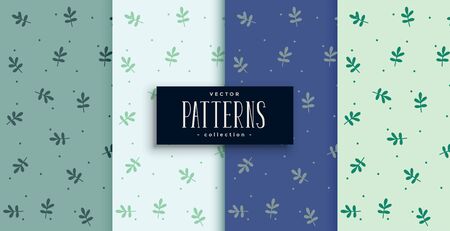 cute small leaves pattern in four color shadesのイラスト素材