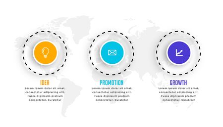 three steps circular infographic template design in modern styleのイラスト素材