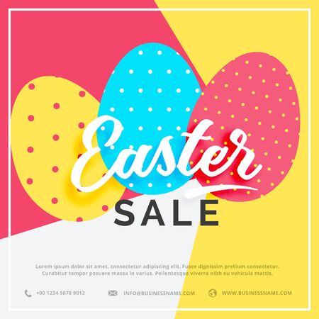 easter sale banner with colorful three eggsのイラスト素材