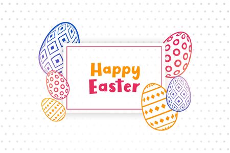 happy easter background with decorative eggs designのイラスト素材