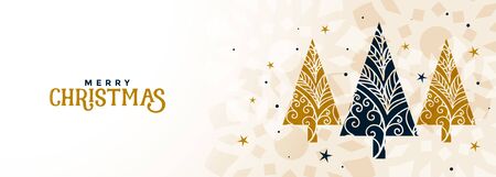 creative merry christmas tree festival banner designのイラスト素材