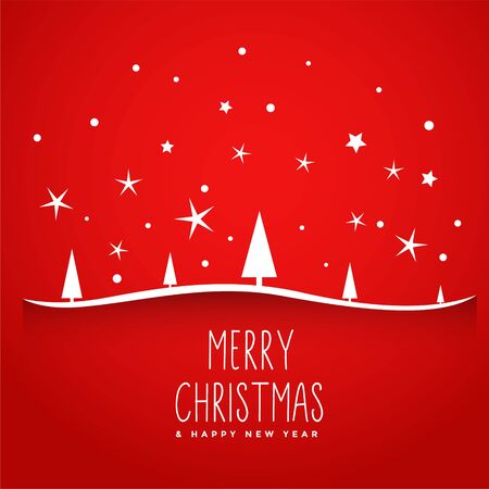 awesome red merry christmas tree backgroundのイラスト素材
