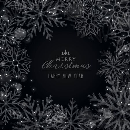 merry christmas black theme snowflakes background designのイラスト素材