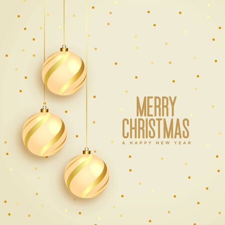 merry christmas beautiful festival card with realistic balls decorationのイラスト素材