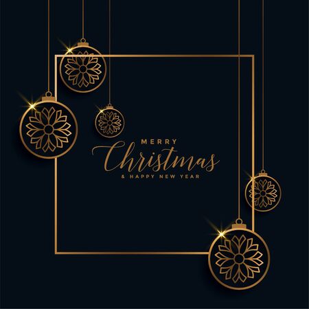 merry christmas golden and black festival card designのイラスト素材