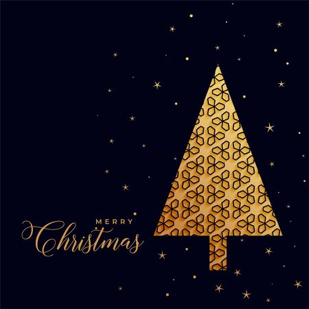 beautiful decorative golden christmas tree on black backgroundのイラスト素材