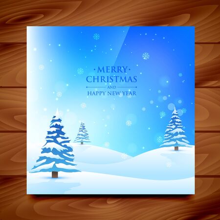 Beautiful Merry christmas greeting card with treesのイラスト素材