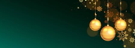 christmas balls and snowflakes decoration with text spaceのイラスト素材