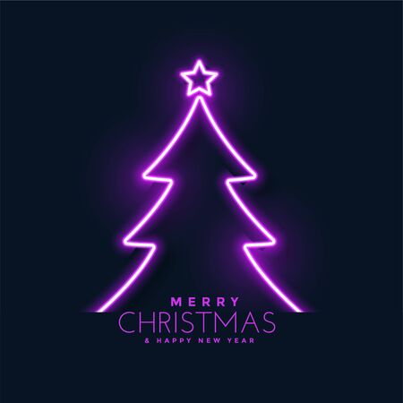 glowing neon christmas tree backgroundのイラスト素材