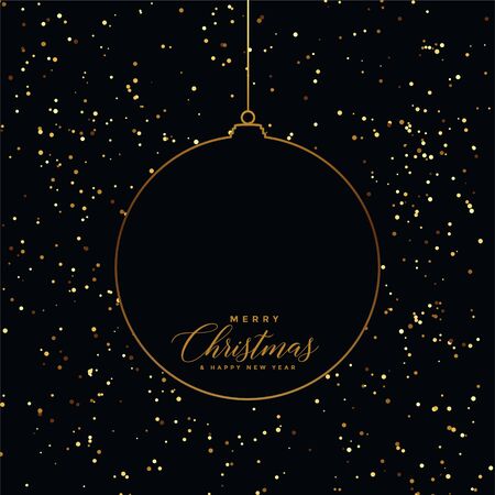 black background with golden snowball and copyspaceのイラスト素材