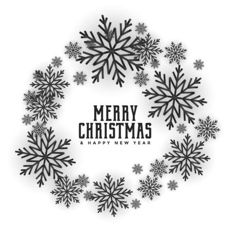 merry christmas snowflakes frame attractive background designのイラスト素材