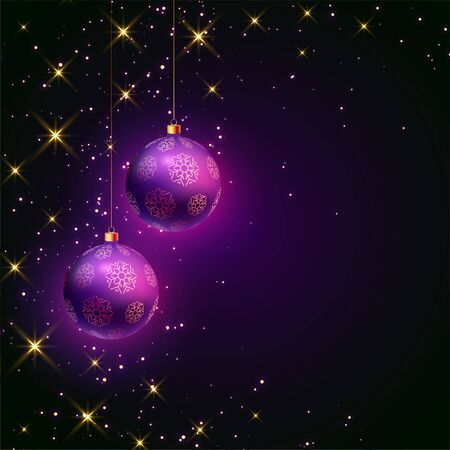 christmas purple ball festival card with sparklesのイラスト素材