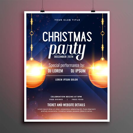 beautiful christmas party flyer design with invitation detailsのイラスト素材