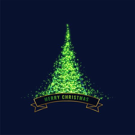 glowing green christmas tree design backgroundのイラスト素材