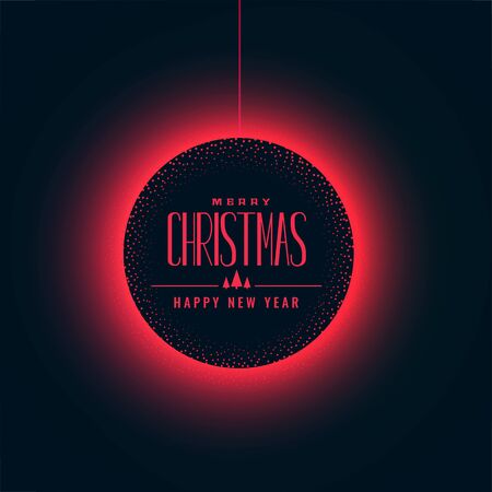 glowing red christmas ball on dark backgroundのイラスト素材