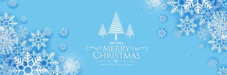 beautiful merry christmas snowflakes banner designのイラスト素材