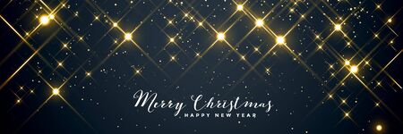 shiny sparkles merry christmas banner designのイラスト素材