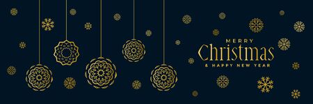 stylish golden christmas snowflakes banner designのイラスト素材