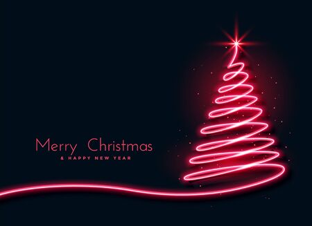 red neon christmas tree creative design backgroundのイラスト素材