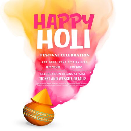 happy holi festival celebration greeting poster designのイラスト素材