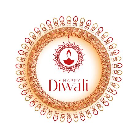 decorative happy diwali celebration background with mandala patternのイラスト素材