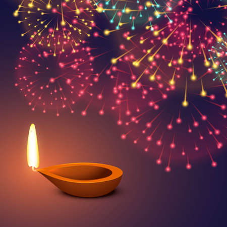 festival fireworks background with diyaのイラスト素材