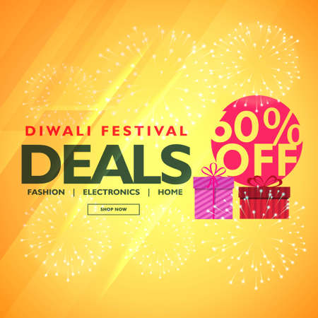diwali festival deals and offers with gift boxのイラスト素材