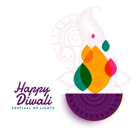 colorful happy diwali festival diya lamp designのイラスト素材