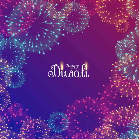 beautiful diwali festival fireworksのイラスト素材