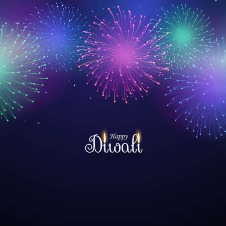 colorful fireworks display on blue backgroundのイラスト素材