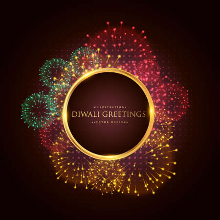 luxury diwali greeting festival banner poster with fireworksのイラスト素材