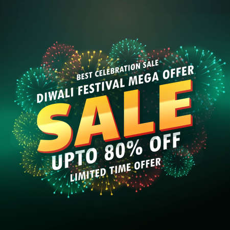 diwali sale banner poster with fireworksのイラスト素材