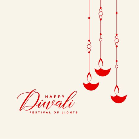 awesome red hanging diwali diya backgroundのイラスト素材