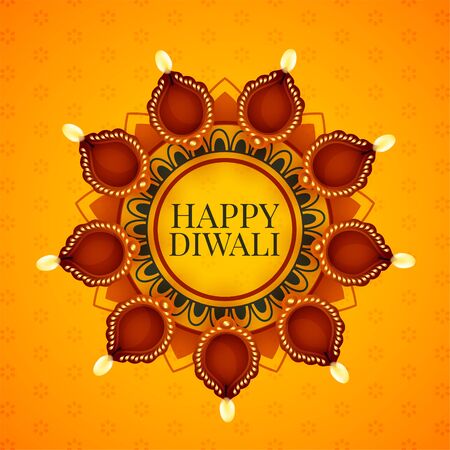 decorative diya lamps decoration for diwali festivalのイラスト素材