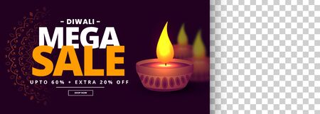 mega happy diwali sale banner with image spaceのイラスト素材