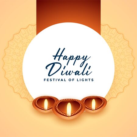beautiful happy diwal three diya design backgroundのイラスト素材
