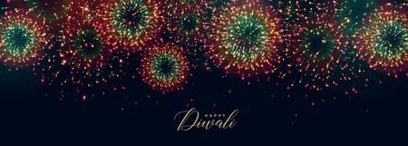 colorful festival fireworks in sky for diwali seasonのイラスト素材