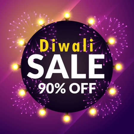amazing diwali sale banner with lights and fireworksのイラスト素材