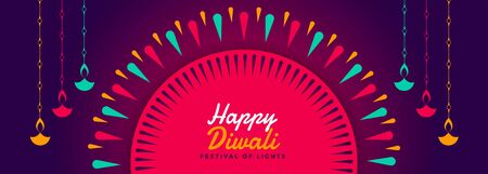 beautiful flat style happy diwali banner designのイラスト素材