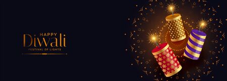 festival crackers with sparkles for happy diwaliのイラスト素材