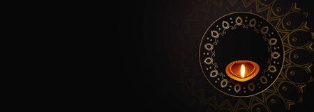 happy diwali black color banner with text space