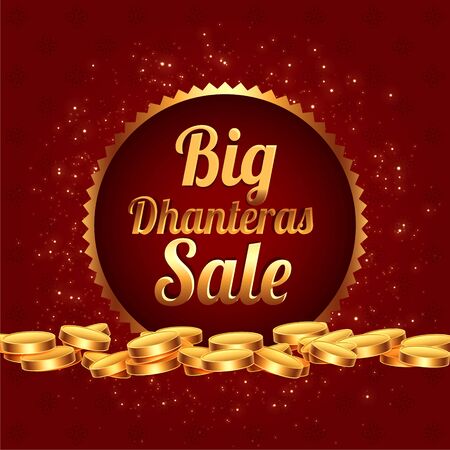 big dhanteras sale festival banner with golden coinsのイラスト素材