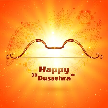 happy dussehra festival card with glowing light effectのイラスト素材