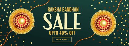 raksha bandhan sale banner with golden rakhi (wristband)のイラスト素材