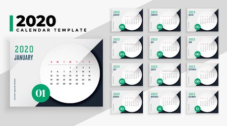 elegant 2020 business style calendar layout template designのイラスト素材